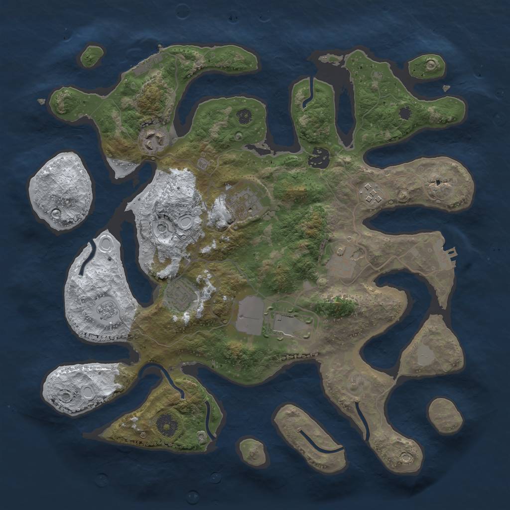 Rust Map: Procedural Map, Size: 3500, Seed: 4738259, 16 Monuments