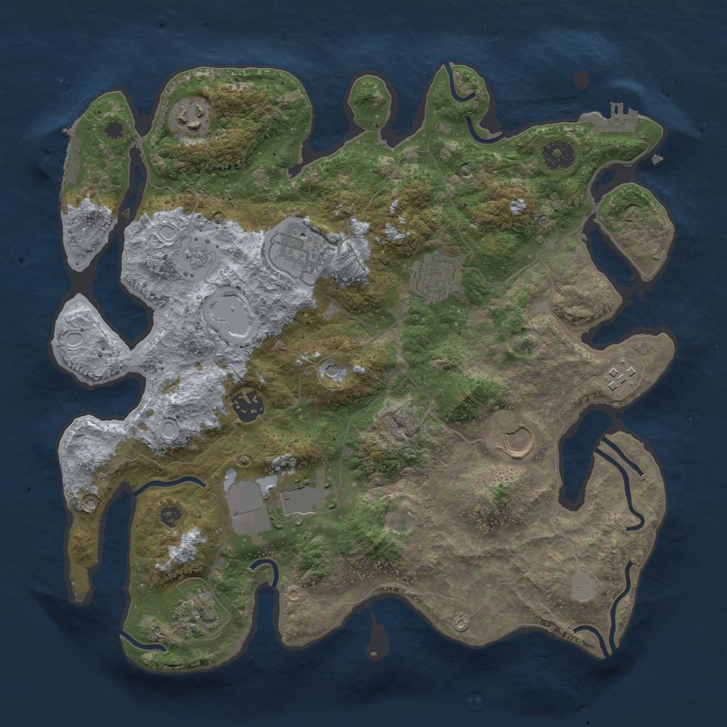 Rust Map: Procedural Map, Size: 3500, Seed: 1209965, 17 Monuments
