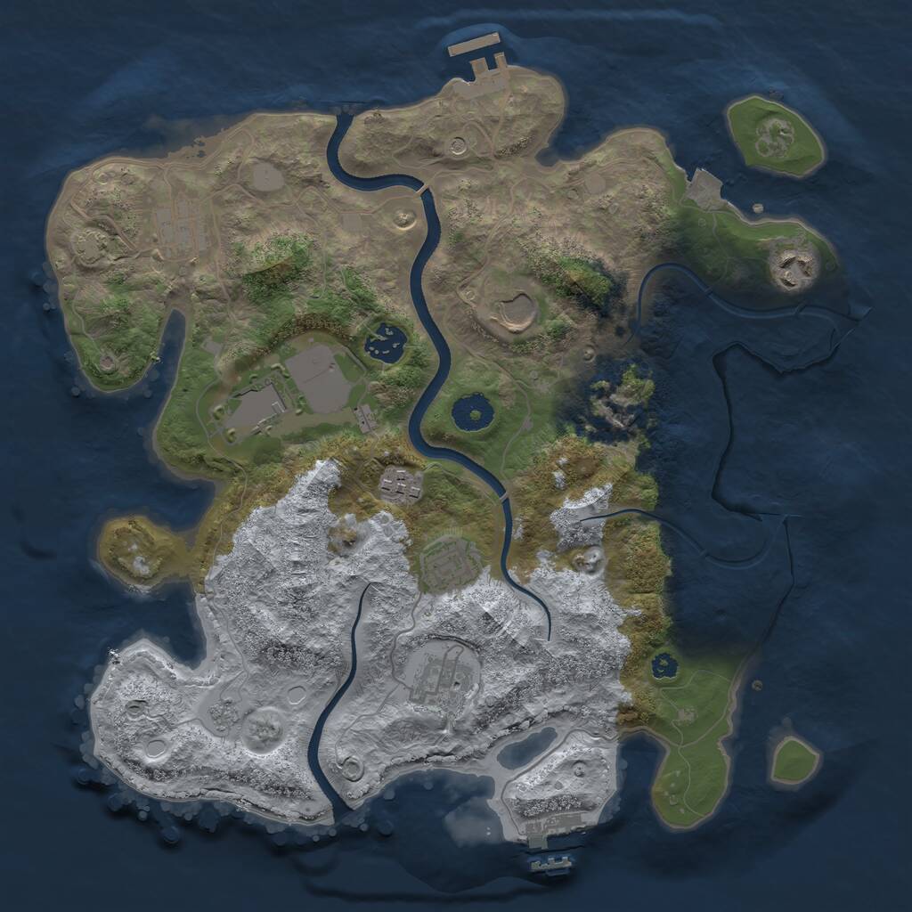 Rust Map: Procedural Map, Size: 3500, Seed: 7225241, 14 Monuments