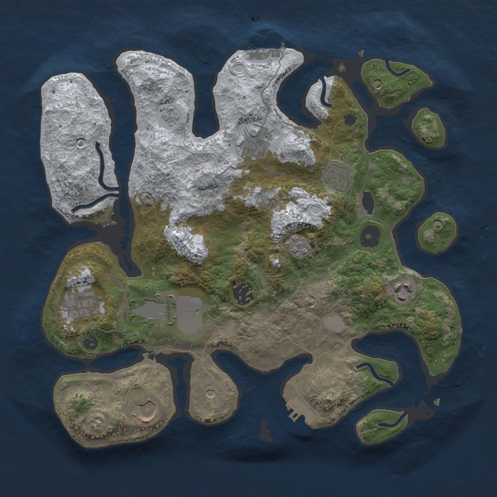 Rust Map: Procedural Map, Size: 3500, Seed: 5276916, 17 Monuments