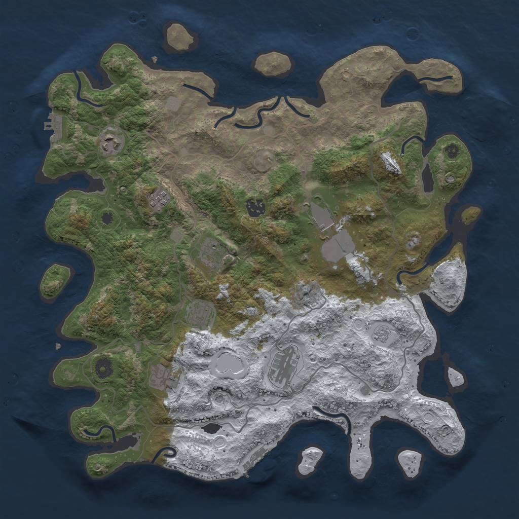 Rust Map: Procedural Map, Size: 4000, Seed: 4696573, 17 Monuments