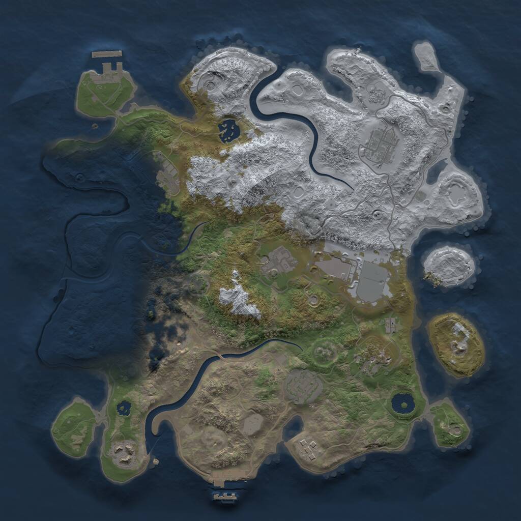 Rust Map: Procedural Map, Size: 3500, Seed: 2162000, 16 Monuments