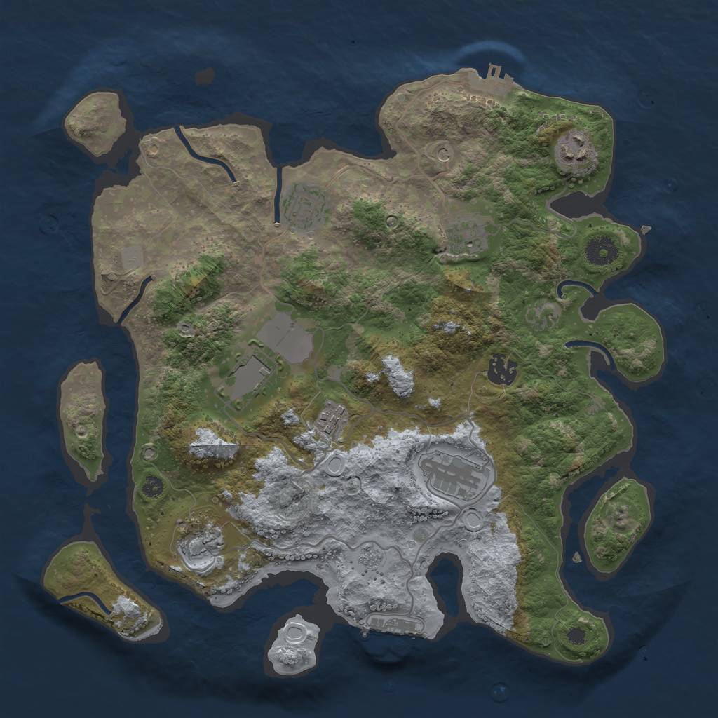 Rust Map: Procedural Map, Size: 3500, Seed: 1323973, 17 Monuments