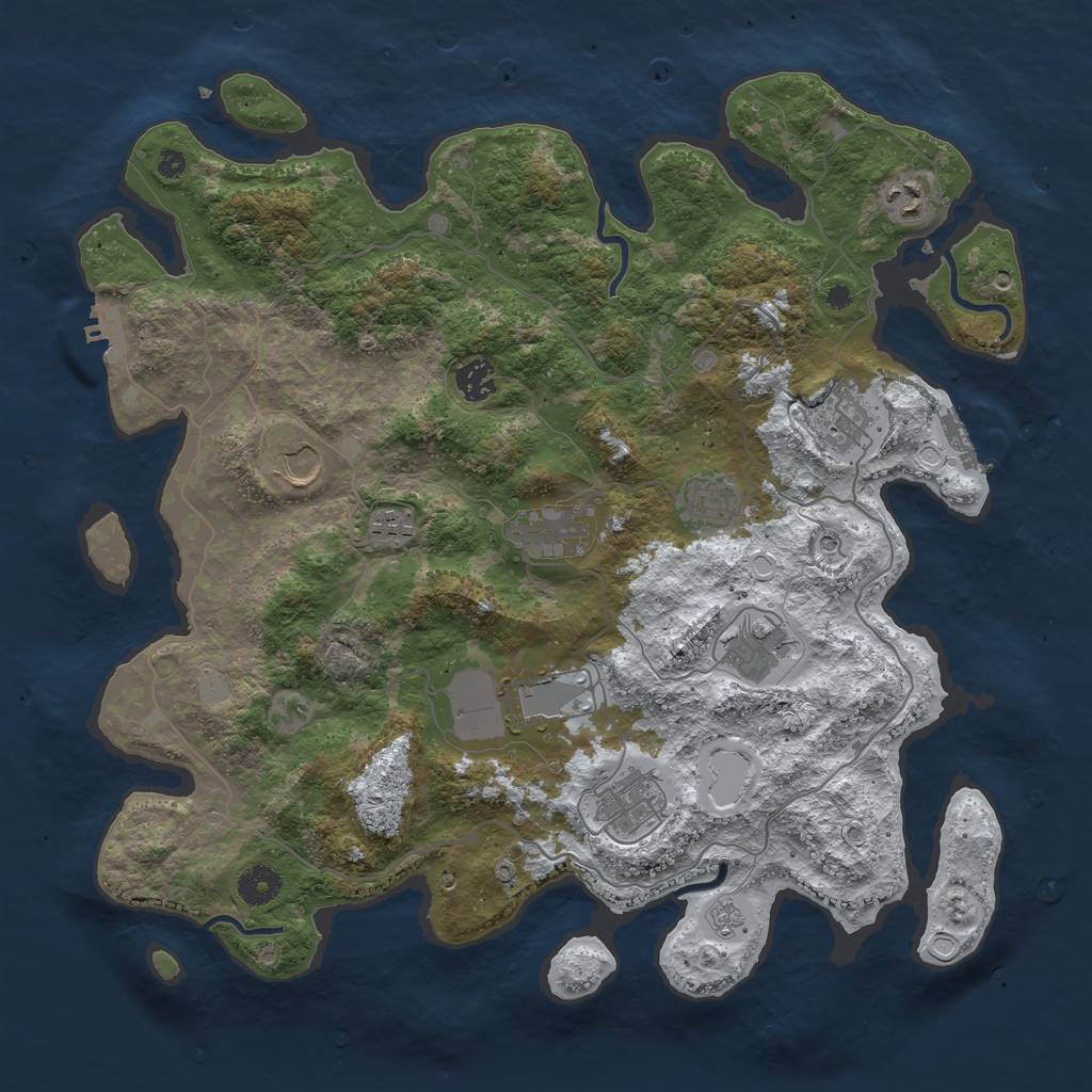 Rust Map: Procedural Map, Size: 4000, Seed: 2897830, 19 Monuments