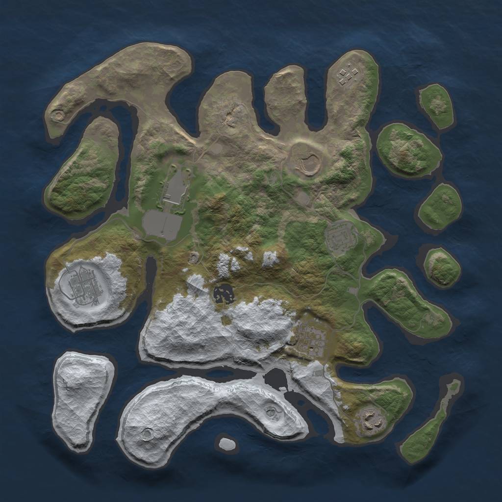 Rust Map: Barren, Size: 3500, Seed: 3552192, 11 Monuments