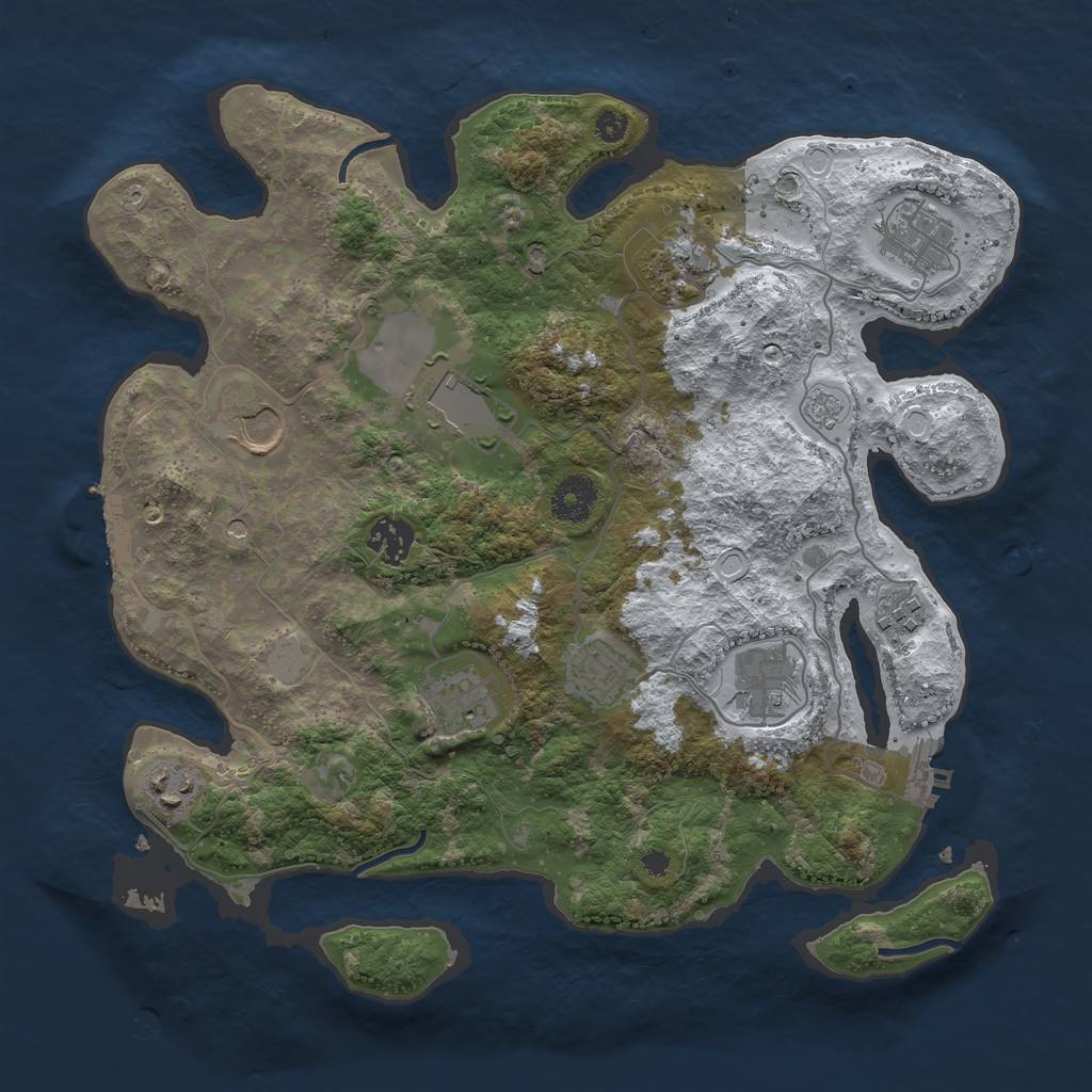 Rust Map: Procedural Map, Size: 3500, Seed: 2476614, 19 Monuments