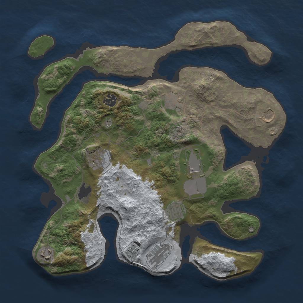 Rust Map: Barren, Size: 3500, Seed: 6079627, 12 Monuments