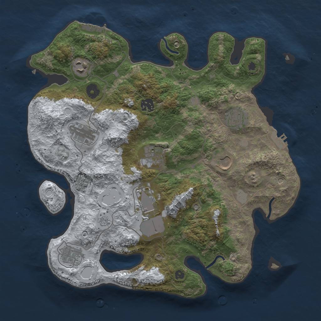 Rust Map: Procedural Map, Size: 3500, Seed: 4325684, 18 Monuments