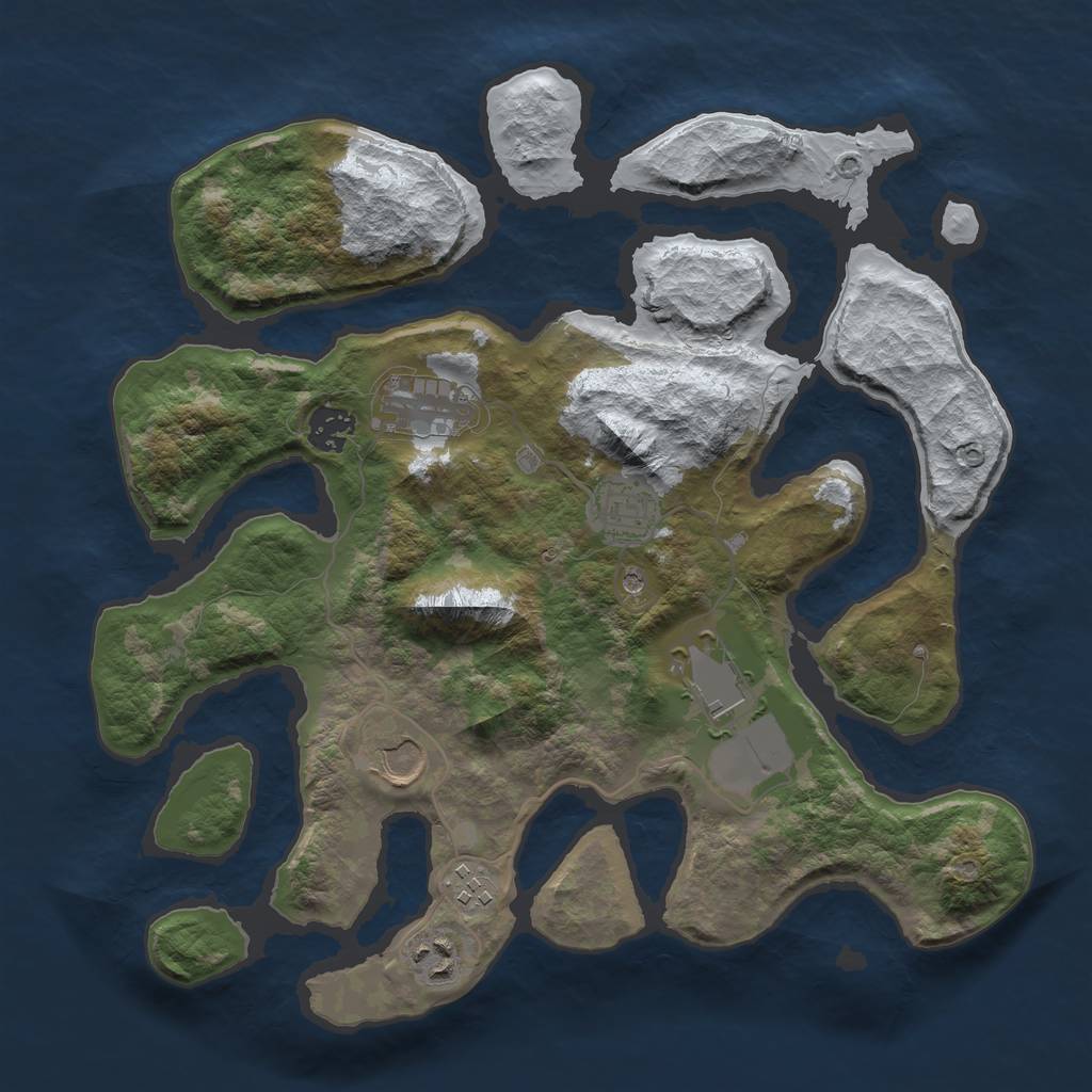 Rust Map: Barren, Size: 3500, Seed: 2116417, 10 Monuments