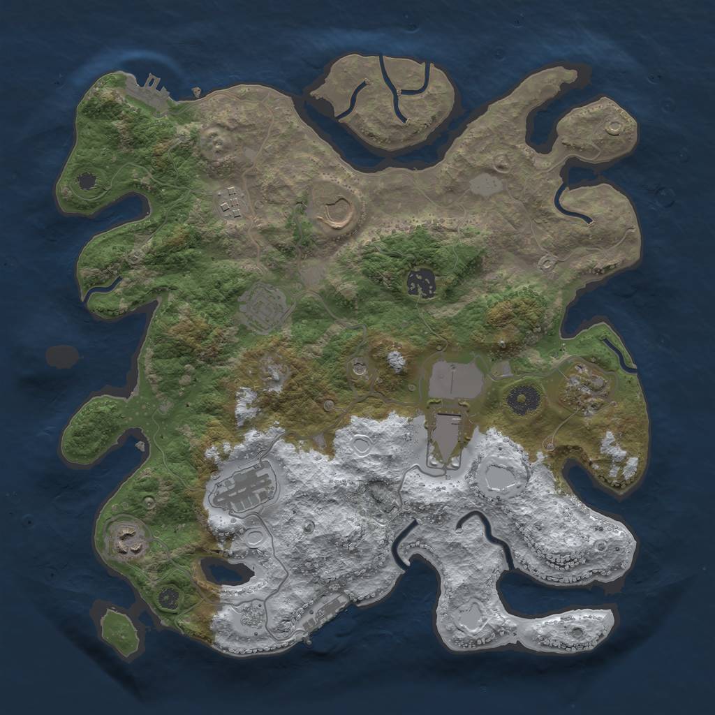 Rust Map: Procedural Map, Size: 3500, Seed: 5939413, 17 Monuments