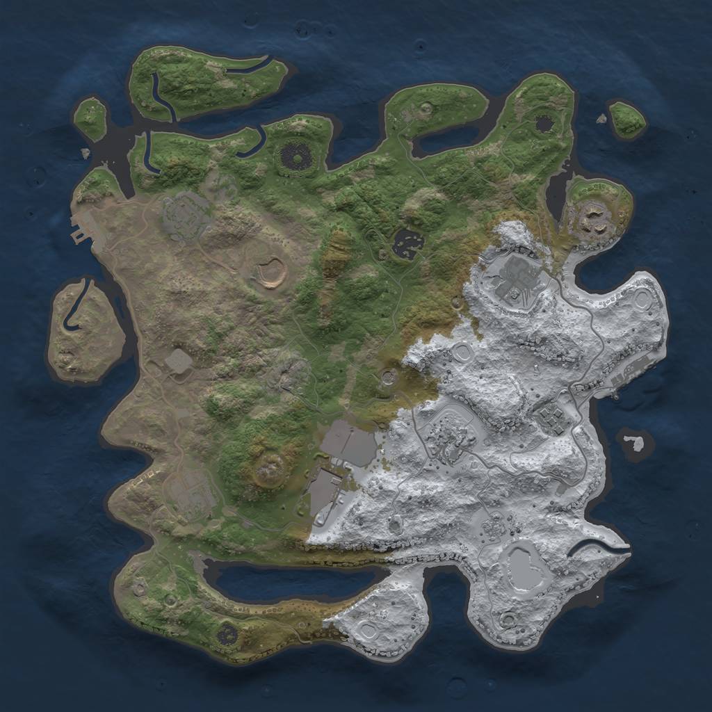 Rust Map: Procedural Map, Size: 3500, Seed: 5280309, 18 Monuments