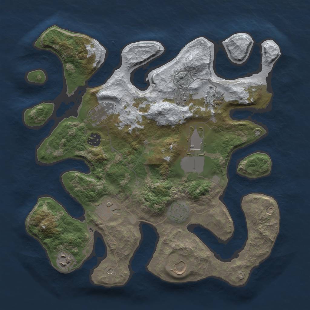 Rust Map: Barren, Size: 3500, Seed: 4887594, 12 Monuments