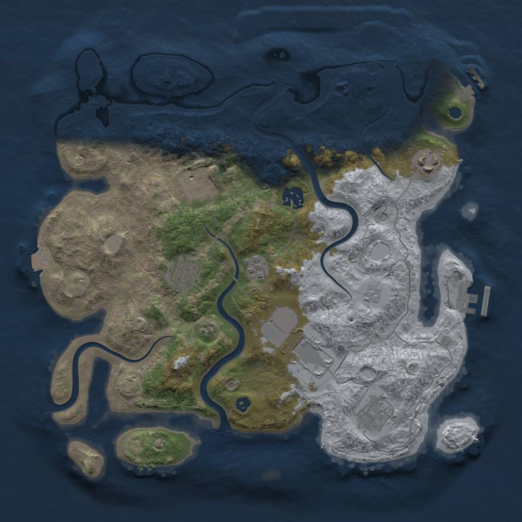 Rust Map: Procedural Map, Size: 3500, Seed: 3574059, 13 Monuments