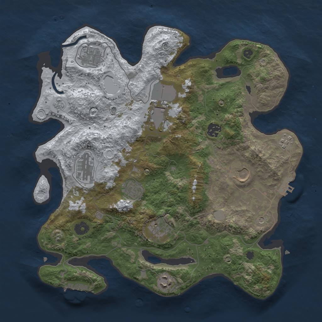 Rust Map: Procedural Map, Size: 3500, Seed: 3488398, 18 Monuments