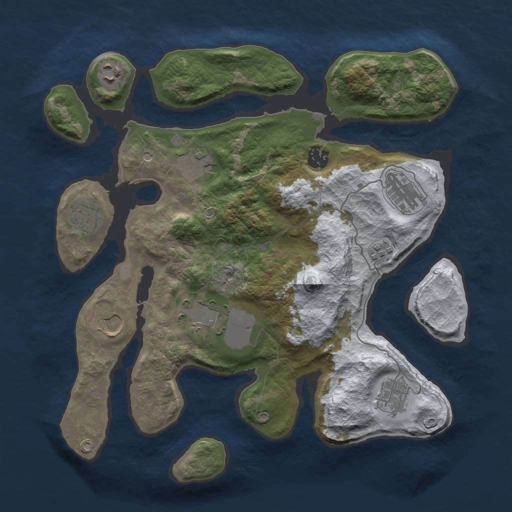 Rust Map: Barren, Size: 3500, Seed: 6275992, 12 Monuments