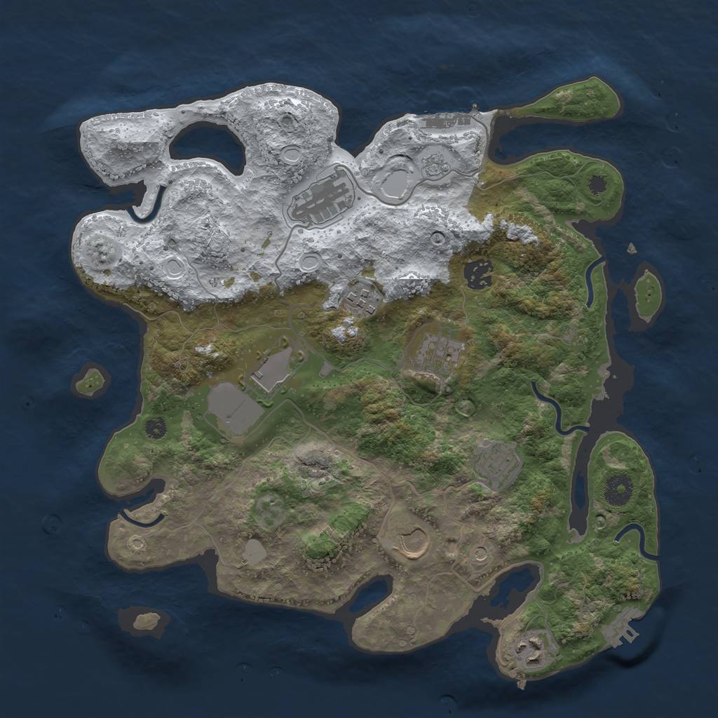 Rust Map: Procedural Map, Size: 3500, Seed: 4452255, 17 Monuments