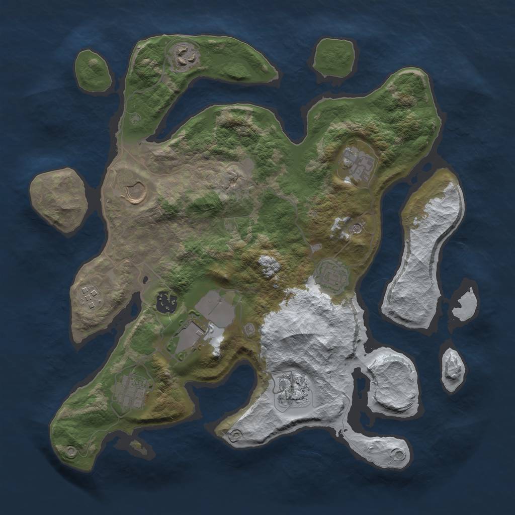 Rust Map: Barren, Size: 3500, Seed: 5486162, 12 Monuments