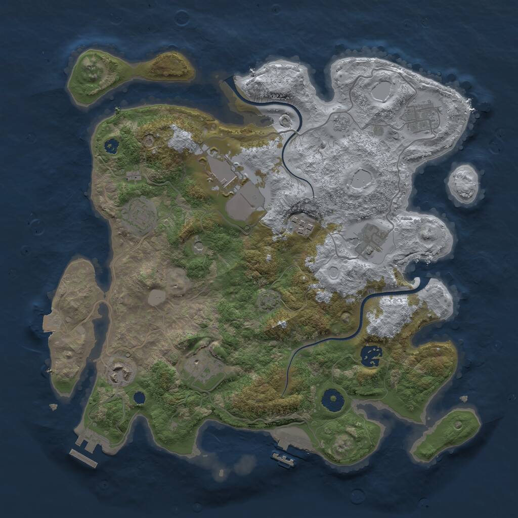 Rust Map: Procedural Map, Size: 3500, Seed: 561271, 14 Monuments