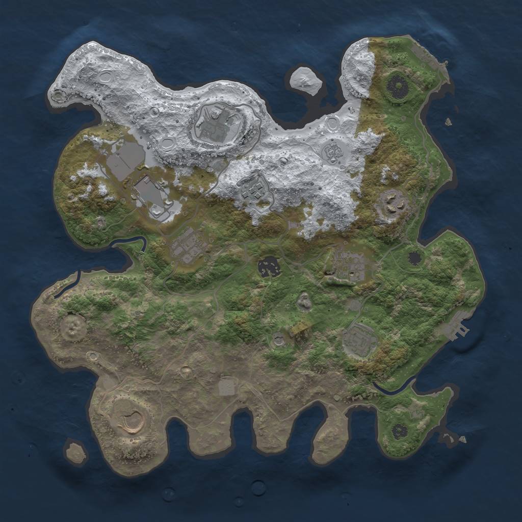 Rust Map: Procedural Map, Size: 3500, Seed: 268346, 18 Monuments