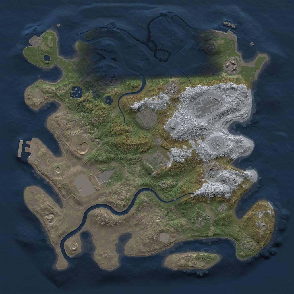 Rust Map: Procedural Map, Size: 3500, Seed: 4364852, 15 Monuments