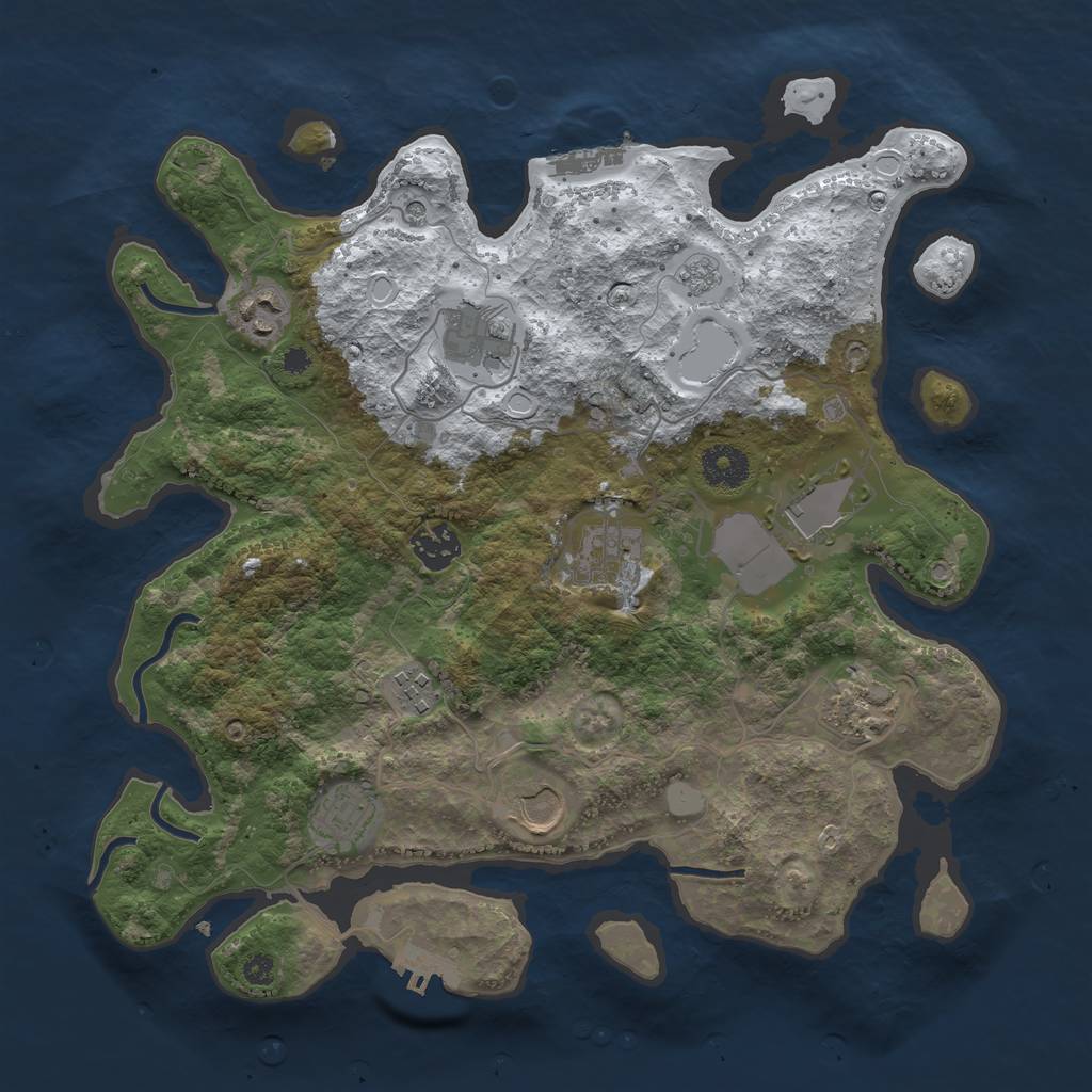 Rust Map: Procedural Map, Size: 3500, Seed: 3052827, 18 Monuments