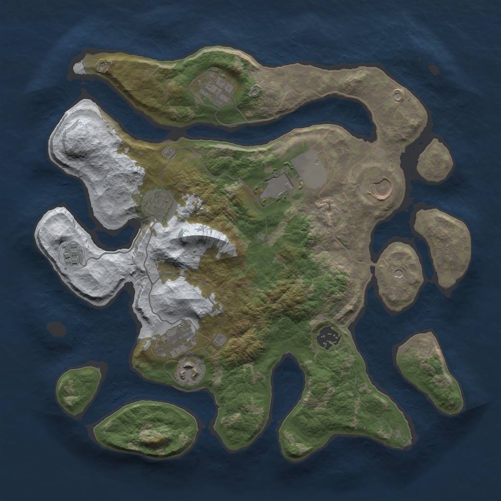 Rust Map: Barren, Size: 3500, Seed: 5286502, 11 Monuments