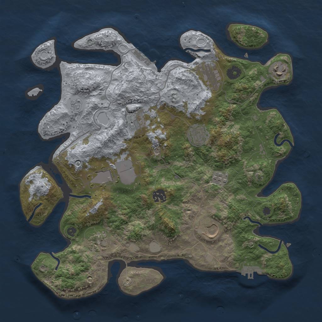 Rust Map: Procedural Map, Size: 3500, Seed: 666212, 18 Monuments
