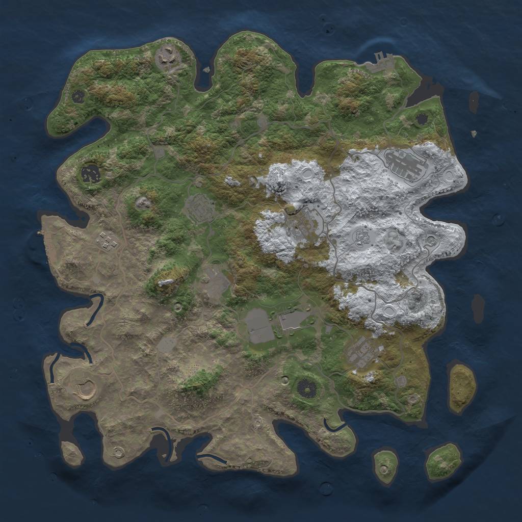 Rust Map: Procedural Map, Size: 4000, Seed: 1223902, 19 Monuments