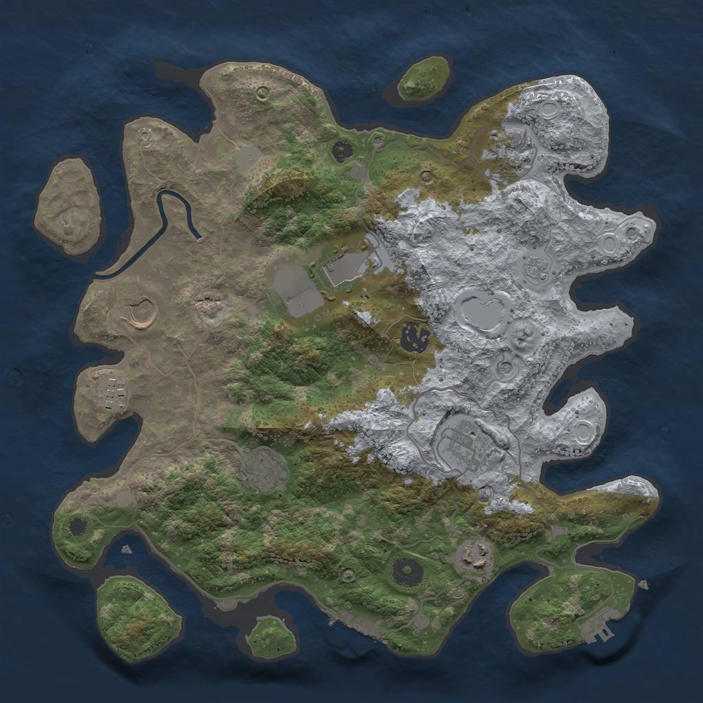 Rust Map: Procedural Map, Size: 3500, Seed: 3627380, 17 Monuments
