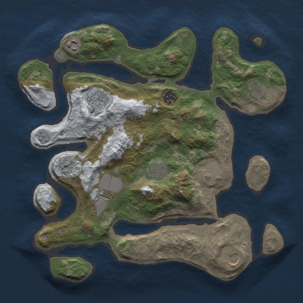 Rust Map: Barren, Size: 3500, Seed: 147395, 12 Monuments