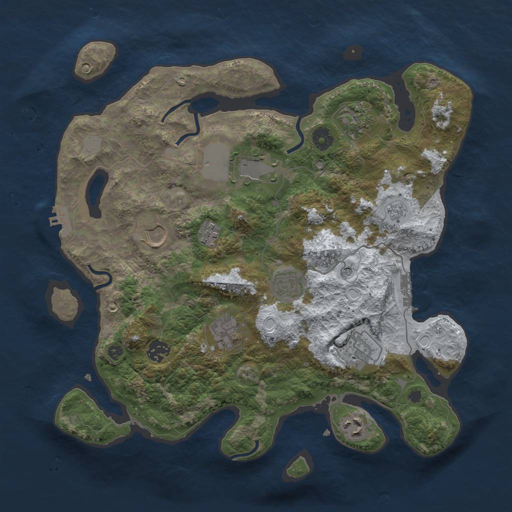 Rust Map: Procedural Map, Size: 3500, Seed: 4577952, 18 Monuments