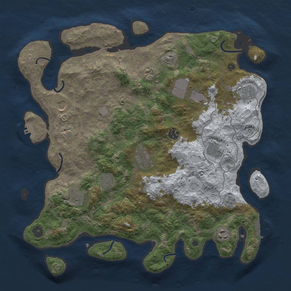 Rust Map: Procedural Map, Size: 4000, Seed: 791558, 20 Monuments
