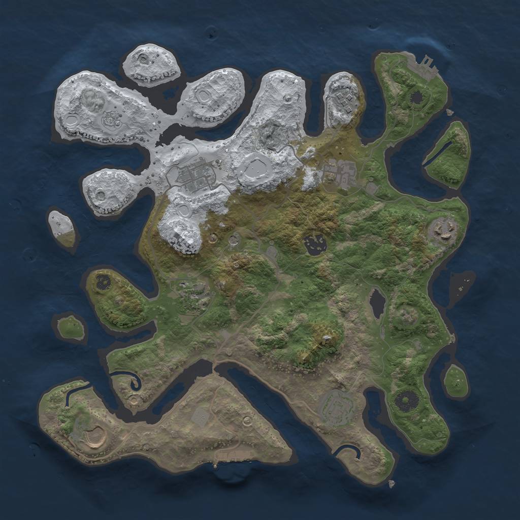 Rust Map: Procedural Map, Size: 3500, Seed: 3403880, 17 Monuments