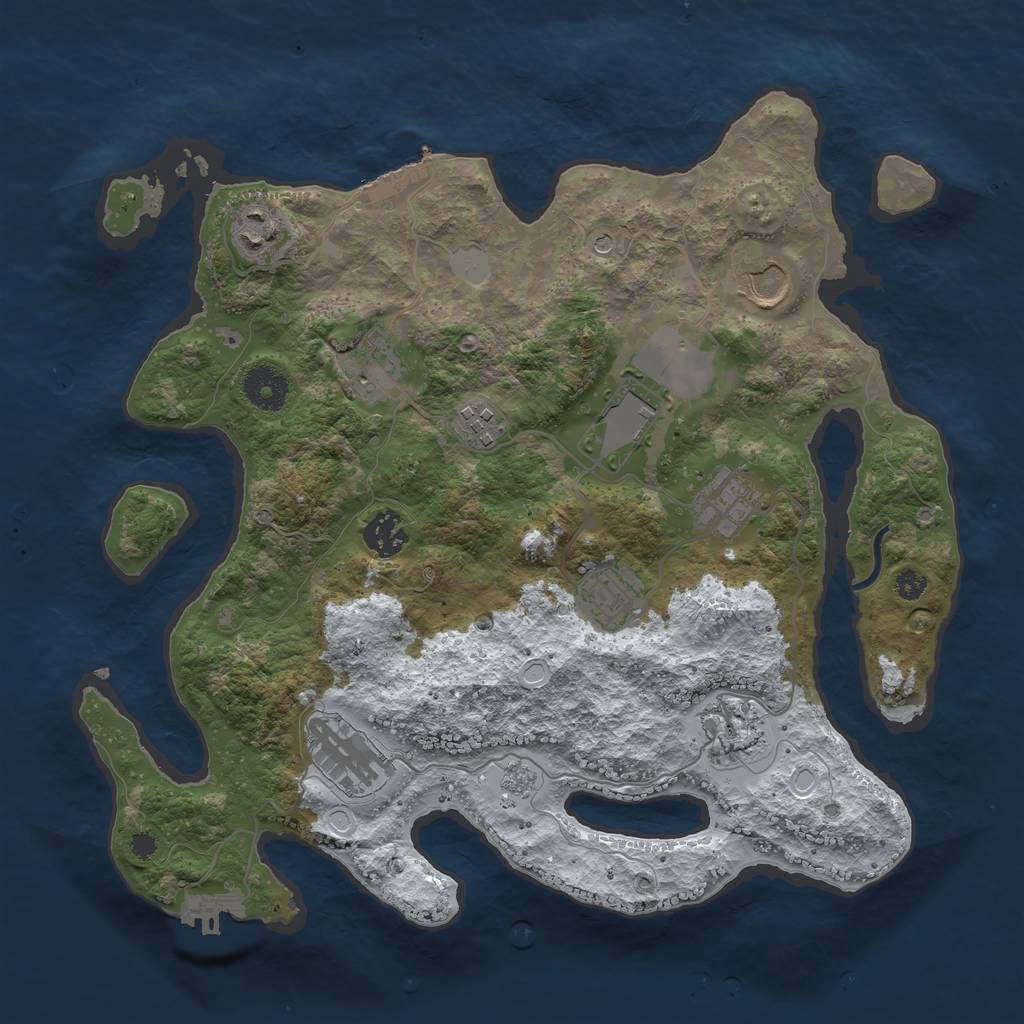 Rust Map: Procedural Map, Size: 3500, Seed: 1225117, 19 Monuments