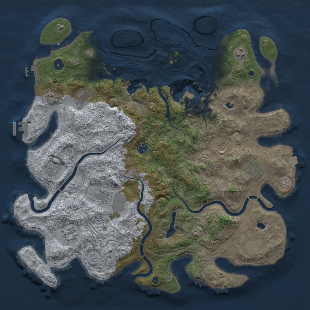 Rust Map: Procedural Map, Size: 4500, Seed: 612, 16 Monuments