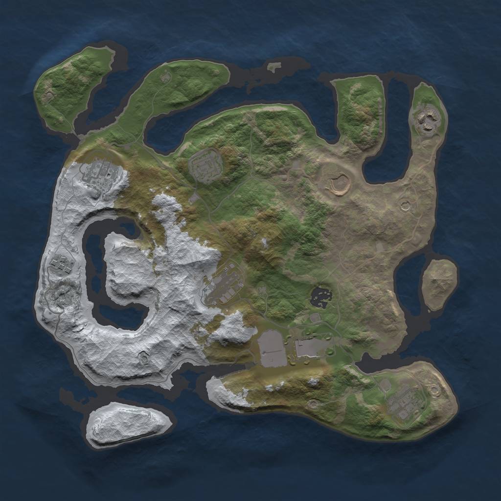 Rust Map: Barren, Size: 3500, Seed: 4291658, 12 Monuments