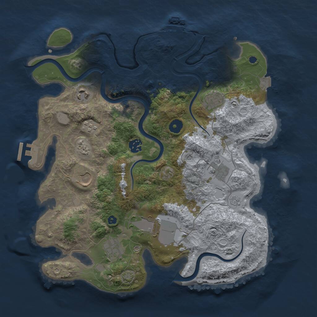 Rust Map: Procedural Map, Size: 3500, Seed: 4077178, 14 Monuments