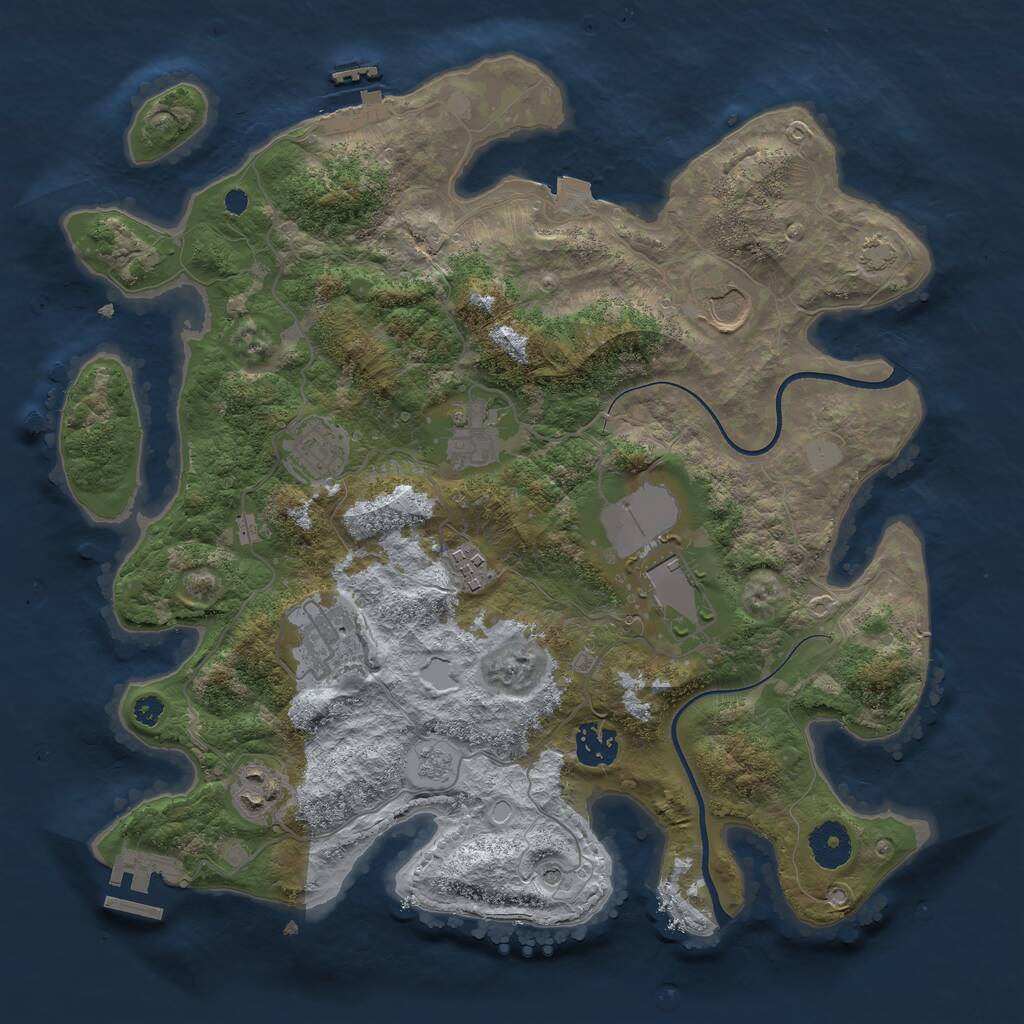Rust Map: Procedural Map, Size: 3500, Seed: 4826934, 14 Monuments