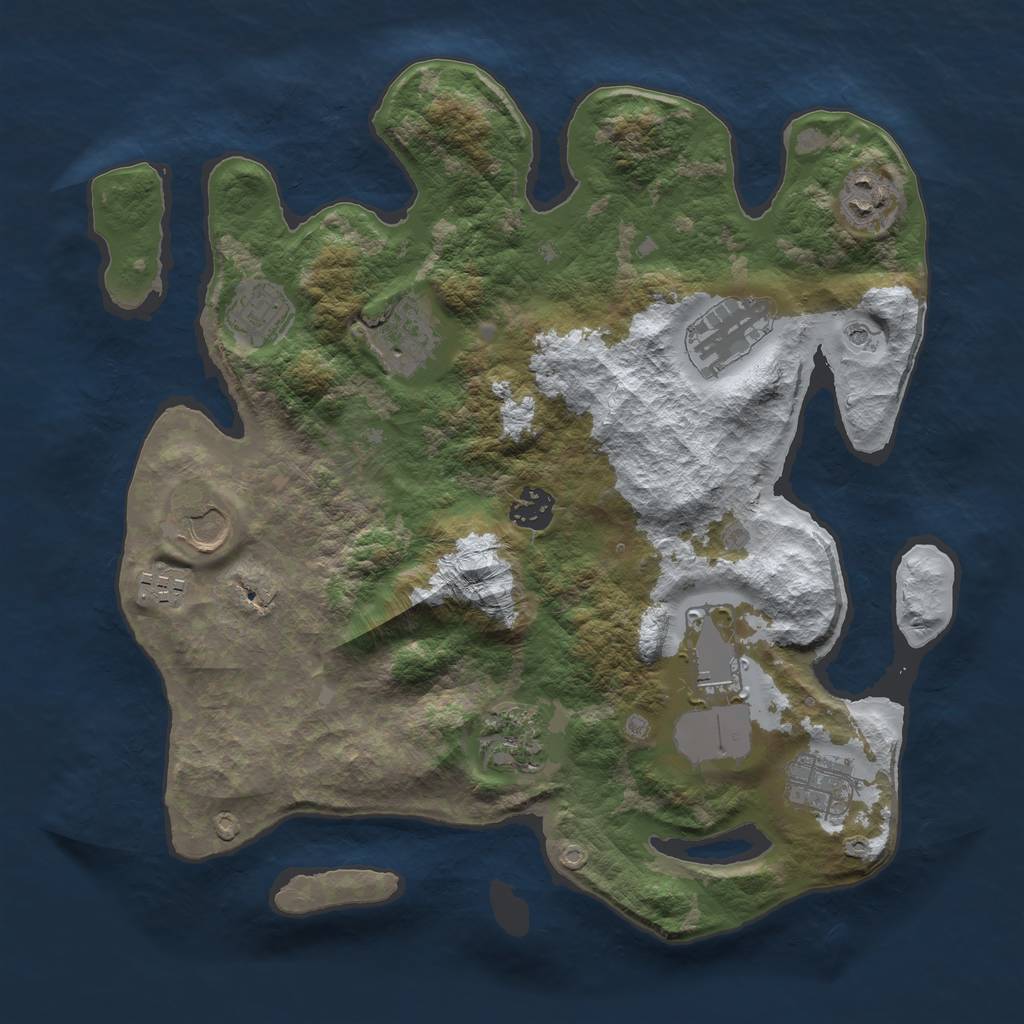 Rust Map: Barren, Size: 3500, Seed: 5724884, 13 Monuments