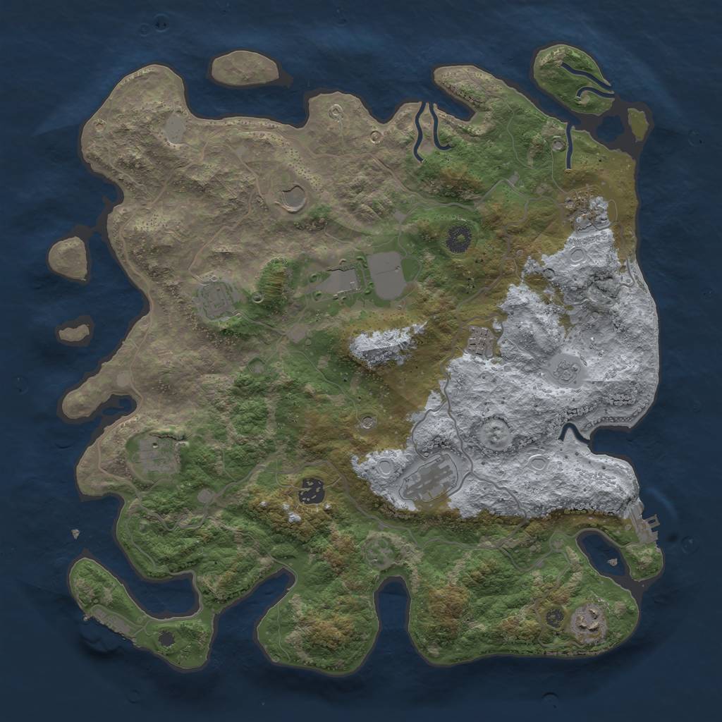 Rust Map: Procedural Map, Size: 4000, Seed: 2625723, 18 Monuments
