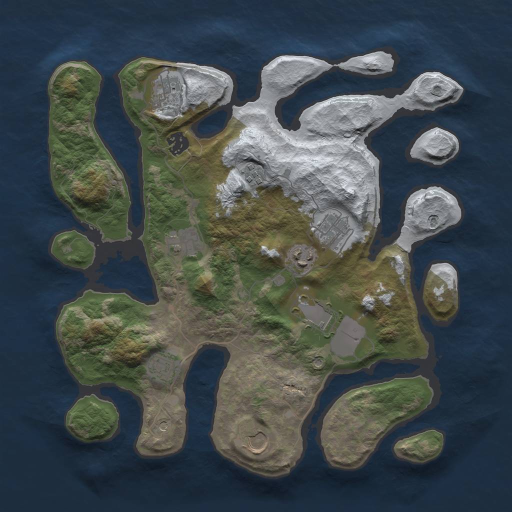 Rust Map: Barren, Size: 3500, Seed: 1012200, 12 Monuments