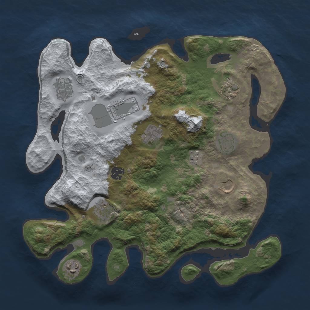 Rust Map: Barren, Size: 3500, Seed: 3889959, 13 Monuments