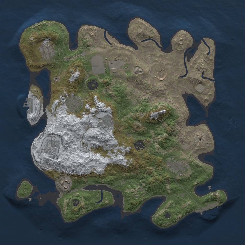 Rust Map: Procedural Map, Size: 3500, Seed: 4619599, 17 Monuments