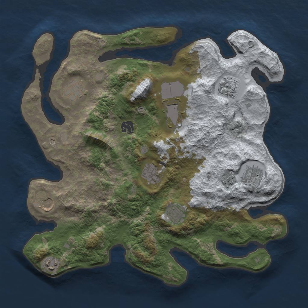 Rust Map: Barren, Size: 3500, Seed: 2855896, 13 Monuments