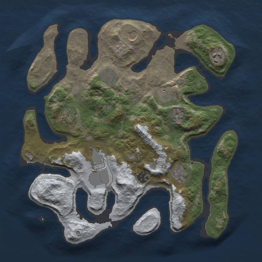 Rust Map: Barren, Size: 3500, Seed: 98051, 12 Monuments
