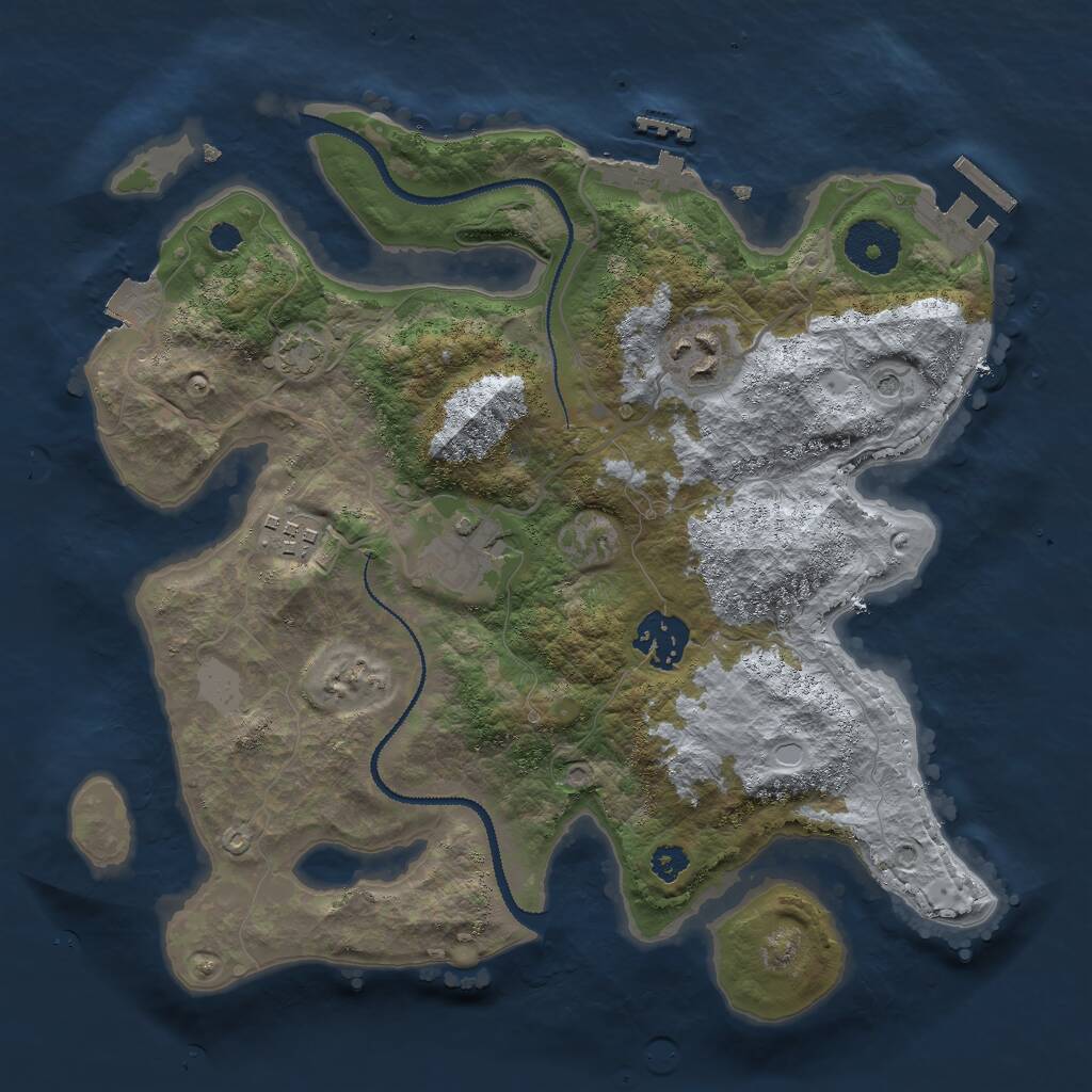Rust Map: Procedural Map, Size: 3000, Seed: 13838, 9 Monuments