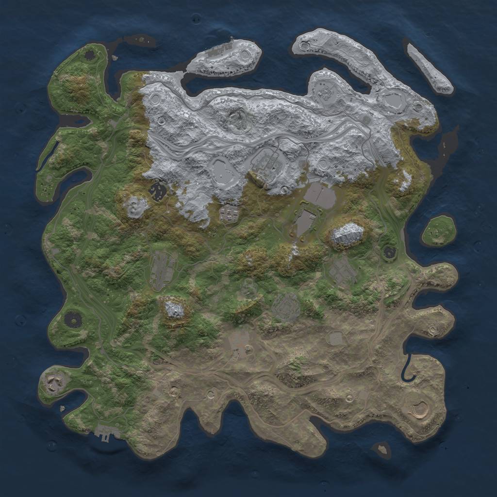 Rust Map: Procedural Map, Size: 4250, Seed: 3961829, 17 Monuments