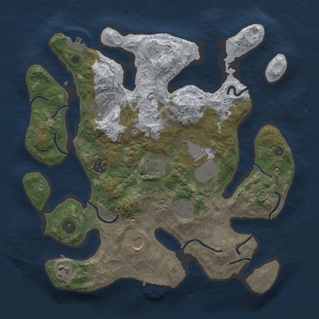 Rust Map: Procedural Map, Size: 3500, Seed: 3894732, 16 Monuments