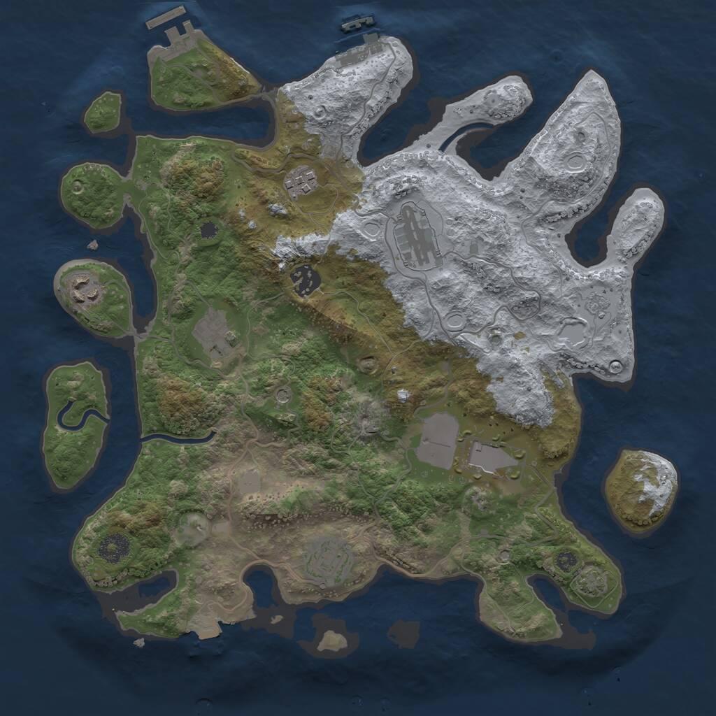 Rust Map: Procedural Map, Size: 3500, Seed: 6017250, 13 Monuments