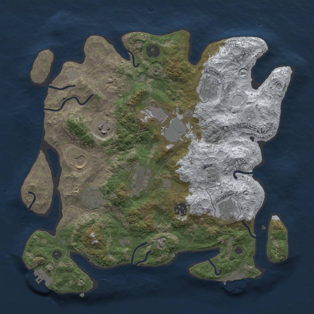 Rust Map: Procedural Map, Size: 3500, Seed: 43349, 18 Monuments